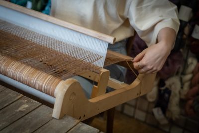Weaving on a rigid heddle loom using handdyed yarn