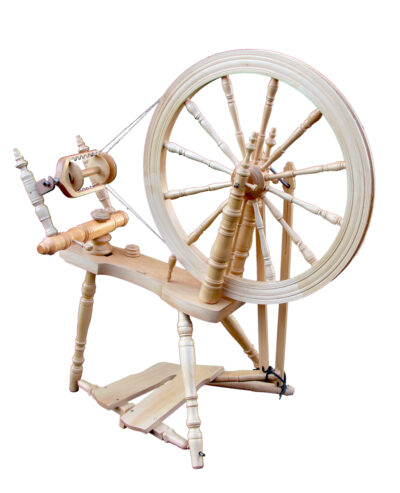 Kromski symphony spinning wheel with double treadle and double drive band