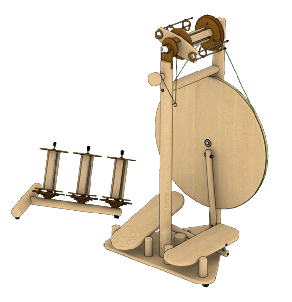 Lojan Buddy spinning wheel with Double Treadle
